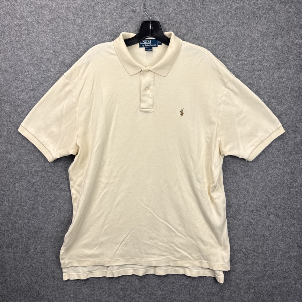 Polo Ralph Lauren Mens XL Cream Cotton Short Sleeve Pony Logo Polo Shirt